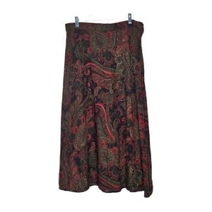 Lane Bryant vintage dark red & green maxi A-line skirt plus size 18W / 20W NWT